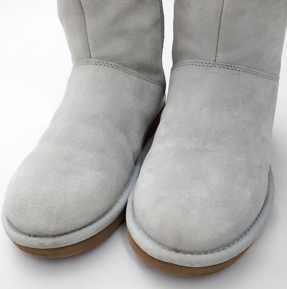 UGG Women's Plumdale Shearling Cuff Tall Suede Wool Lining Gray Boots Zip Size 7 - Picture 8 of 16